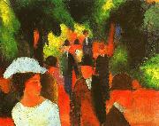 August Macke Promenade with Half Length of Girl in White oil painting reproduction